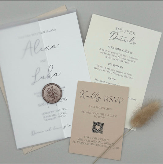 Vellum Wrap Neutral Wedding Invitation Bundle