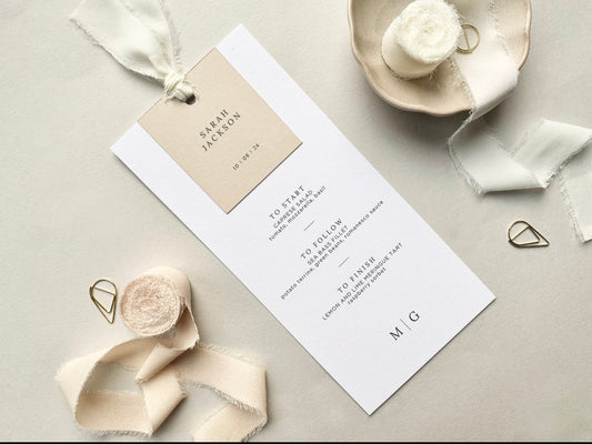 Wedding Menu & Place Cards