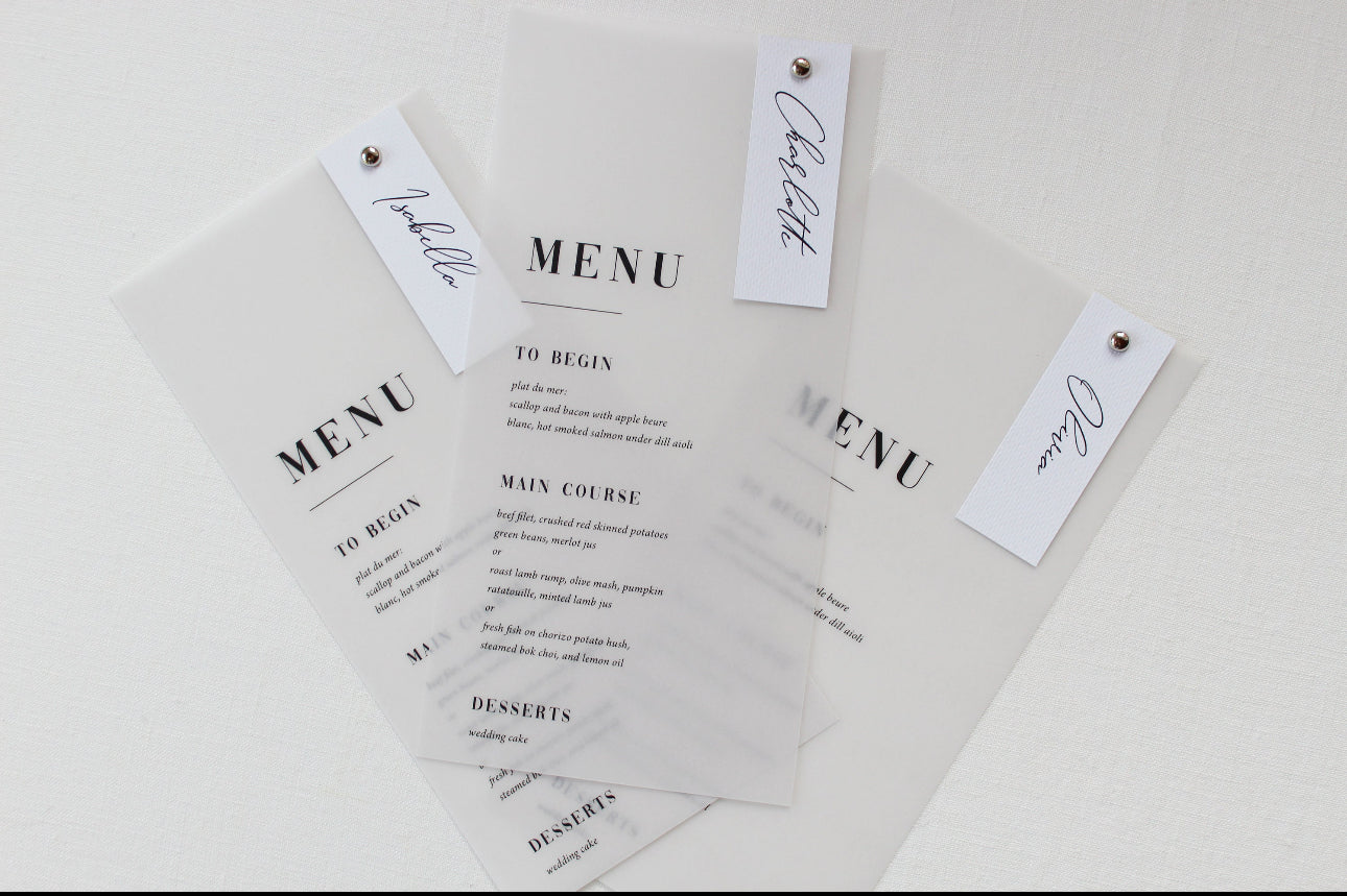 Wedding Menu & Place Cards