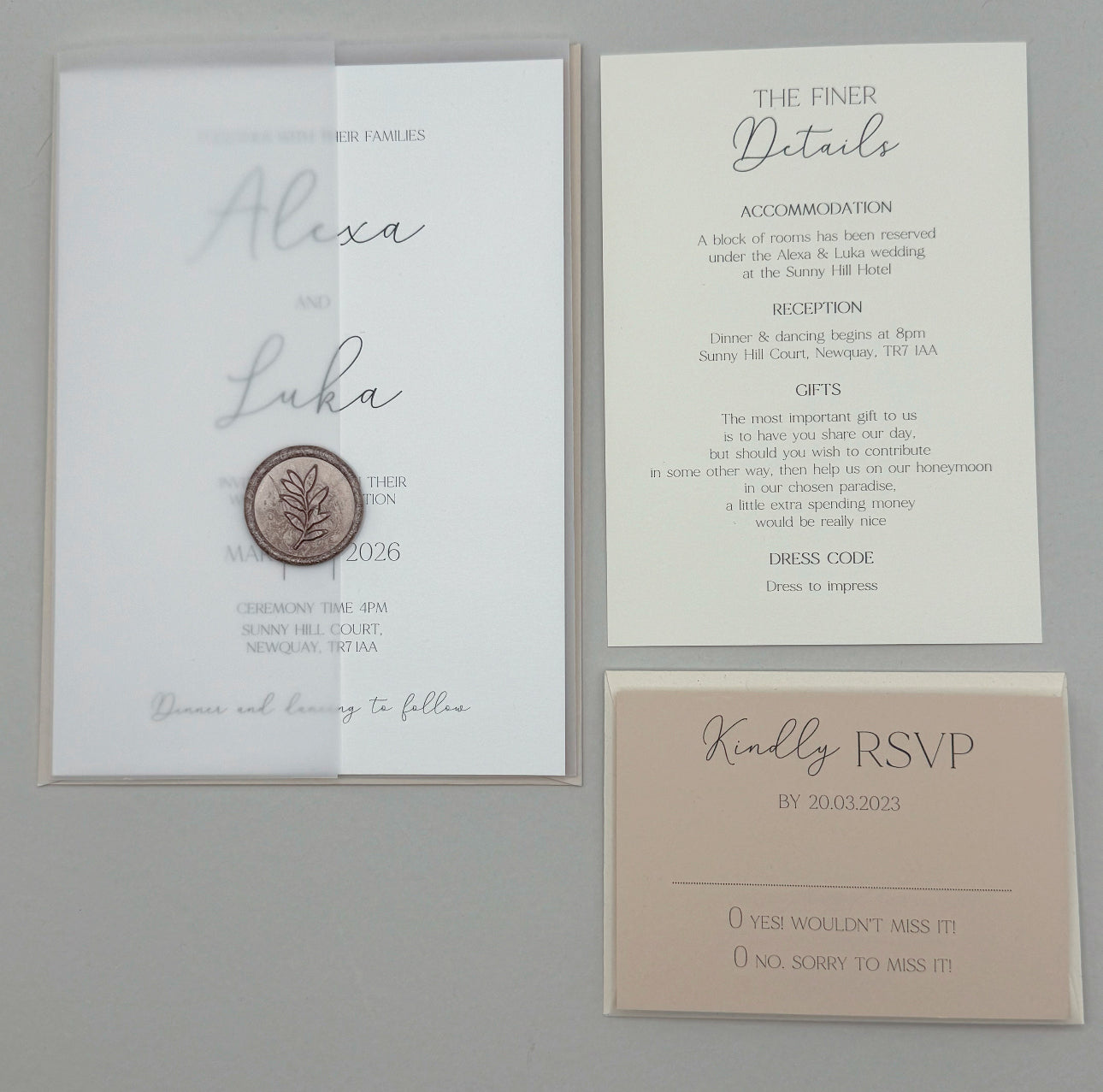 Vellum Wrap Neutral Wedding Invitation Bundle