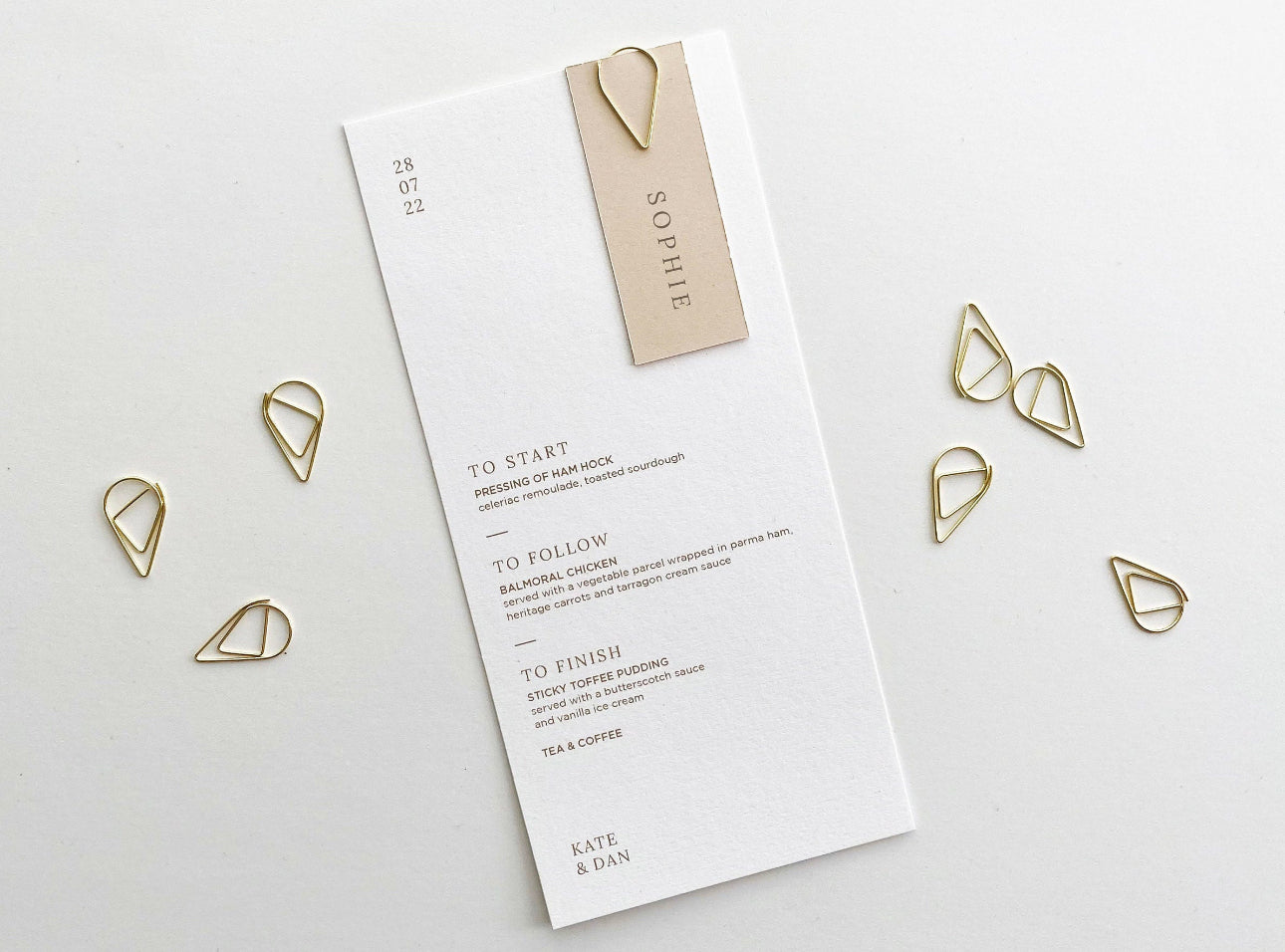 Wedding Menu & Place Cards