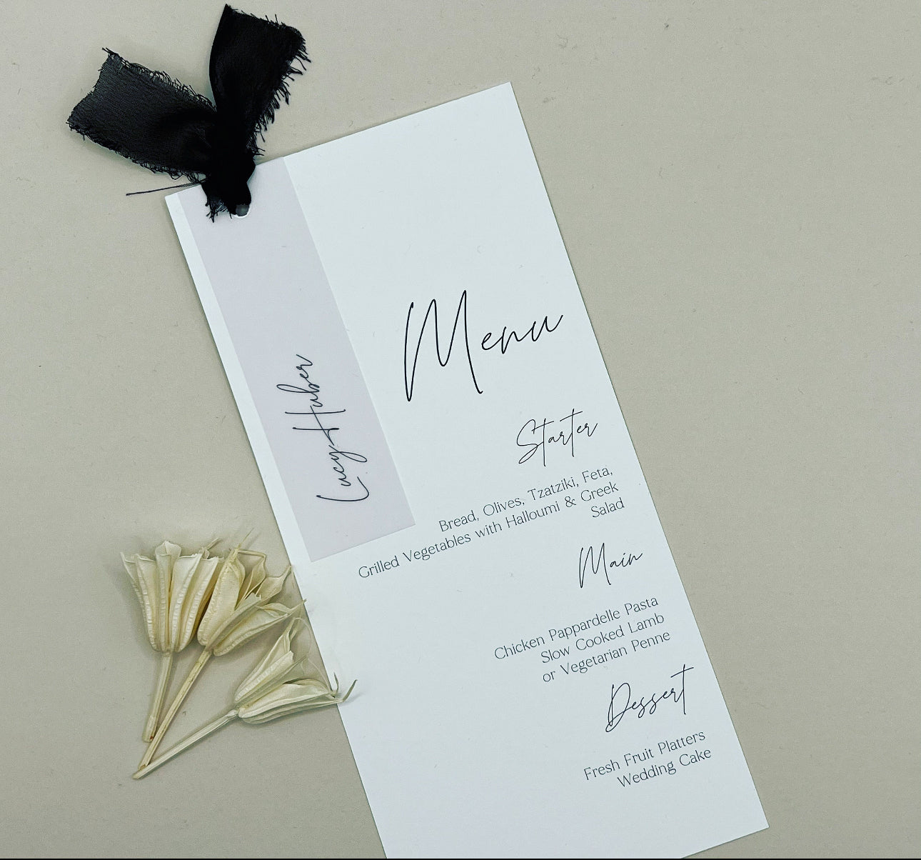 Wedding Menu & Place Cards