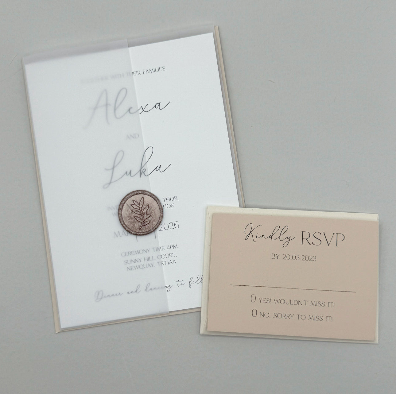 Vellum Wrap Neutral Wedding Invitation Bundle